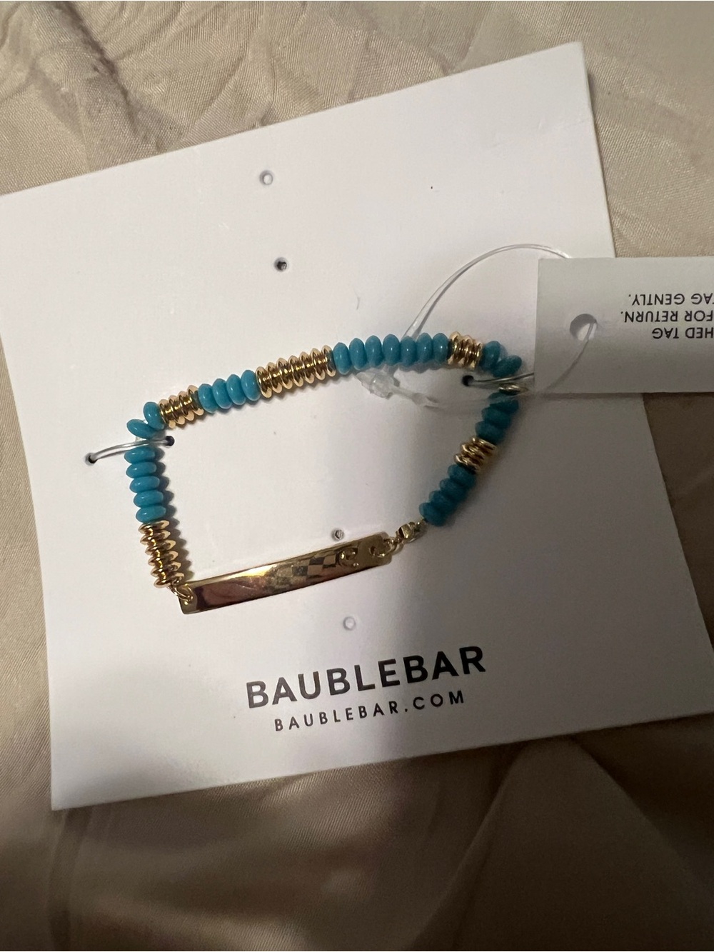 BaubleBar Turquoise and Gold Beaded Bar Bracelet